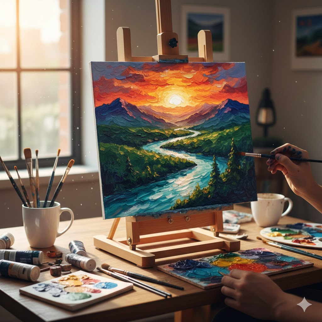 Student acrylic painting